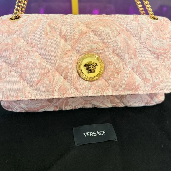 Versace Blush Pink Baroque Shoulder Bag NWT - Picture 3 of 10